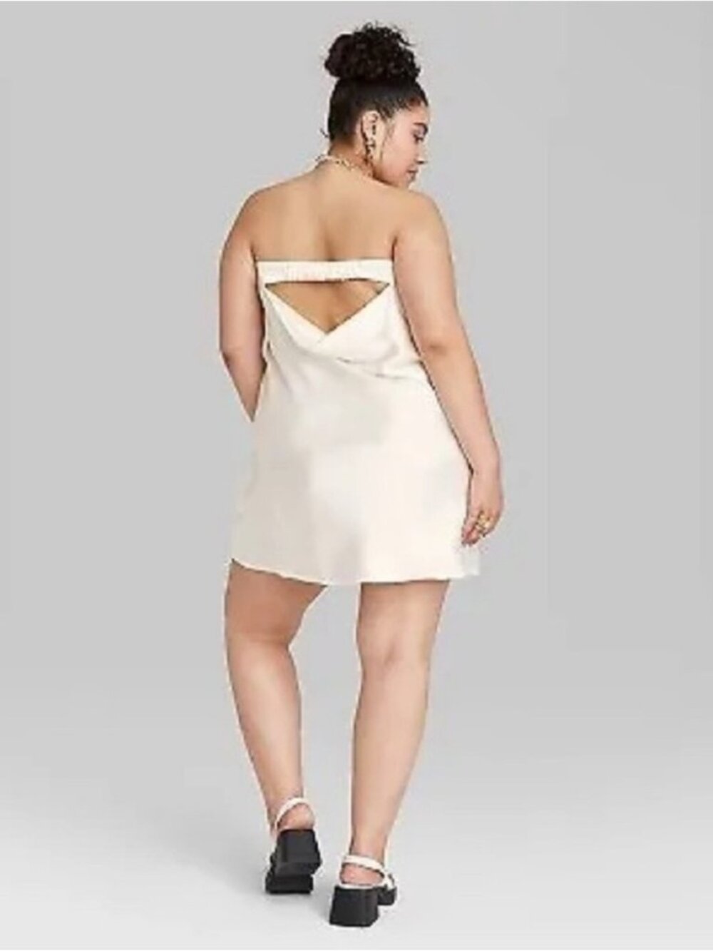 SATIN STRAPLESS MINI DRESS